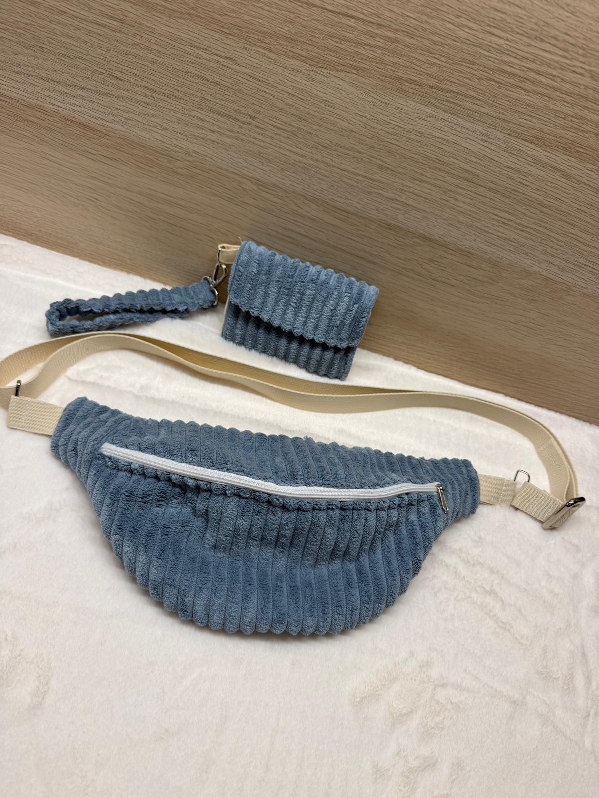 Set Marsupio + Portafoglio Mini in velluto Carta da zucchero